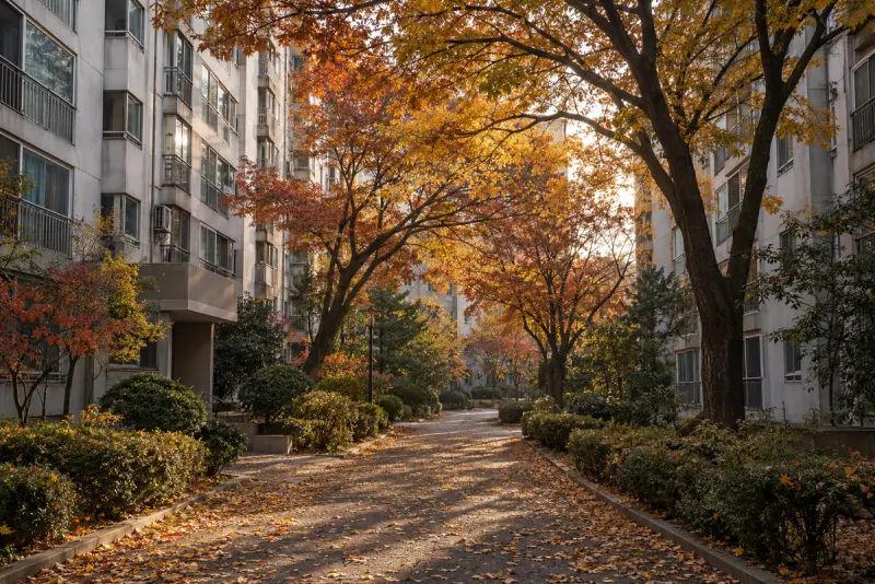 중층 아파트 단지 산책로 예시 사진